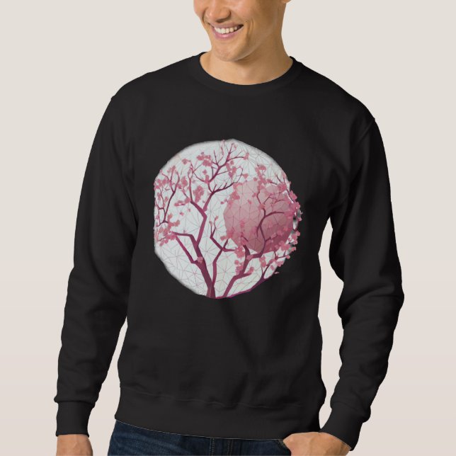 Geometric Globe with cherry blossom tree of life S Sweatshirt (Front)
