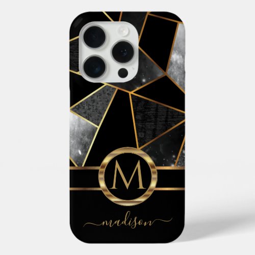 Geometric Gold and Black  iPhone 15 Pro Case