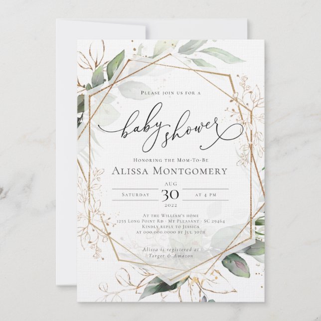 Geometric Gold Baby Shower Invitation (Front)