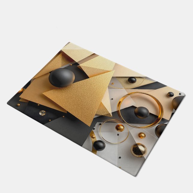 Geometric Gold & Black Elegance Doormat (Angled)
