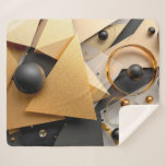 Geometric Gold &amp; Black Elegance Sherpa Blanket