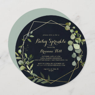 Geometric Gold Blue Green Baby Sprinkle Invitation