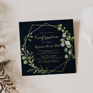 Geometric Gold Blue Green Confirmation  Invitation