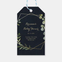 Geometric Gold Blue Green Eucalyptus Baby Shower  Gift Tags
