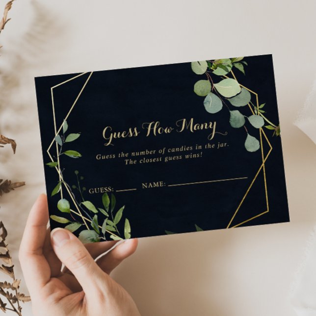 Geometric Gold Blue Green Guess How Many Game Card (Creator Uploaded)