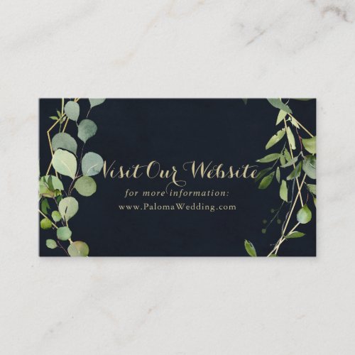 Geometric Gold Blue Green Leaves Wedding Website  Enclosure Card