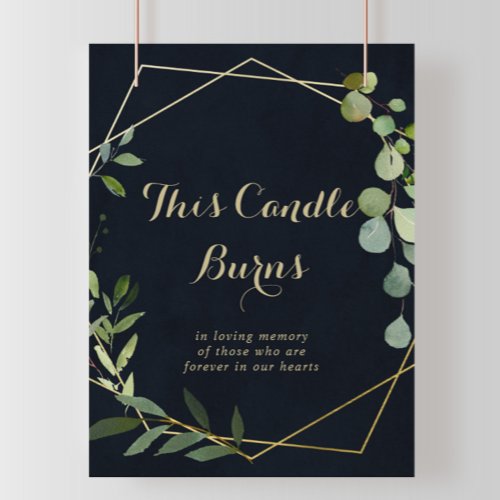 Geometric Gold Blue Green This Candle Burns Sign