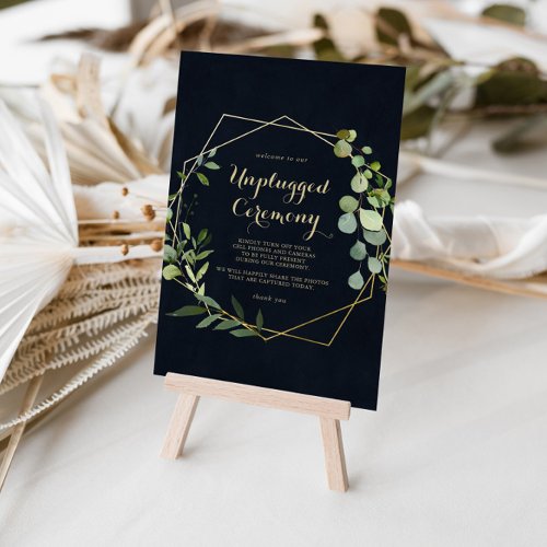 Geometric Gold Blue Green Unplugged Ceremony Sign