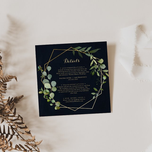 Geometric Gold Blue Green Wedding Details  Enclosure Card (Creator Uploaded)