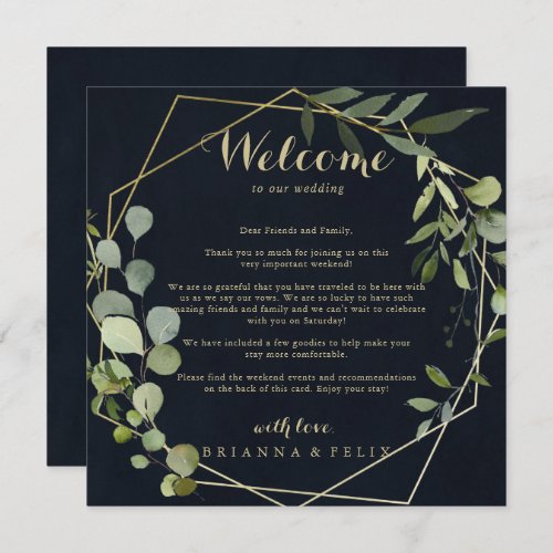Geometric Gold Blue Green Wedding Welcome Letter