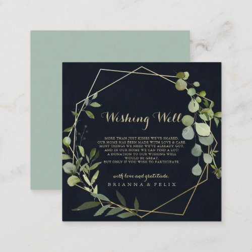 Geometric Gold Blue Green Wedding Wishing Well Enclosure Card