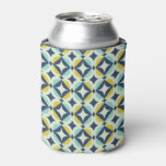 Geometric Gold &amp; Blue Pattern Can Cooler