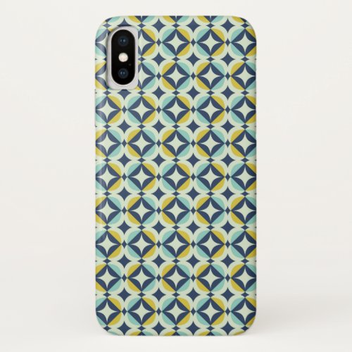 Geometric Gold  Blue Pattern iPhone XS Case