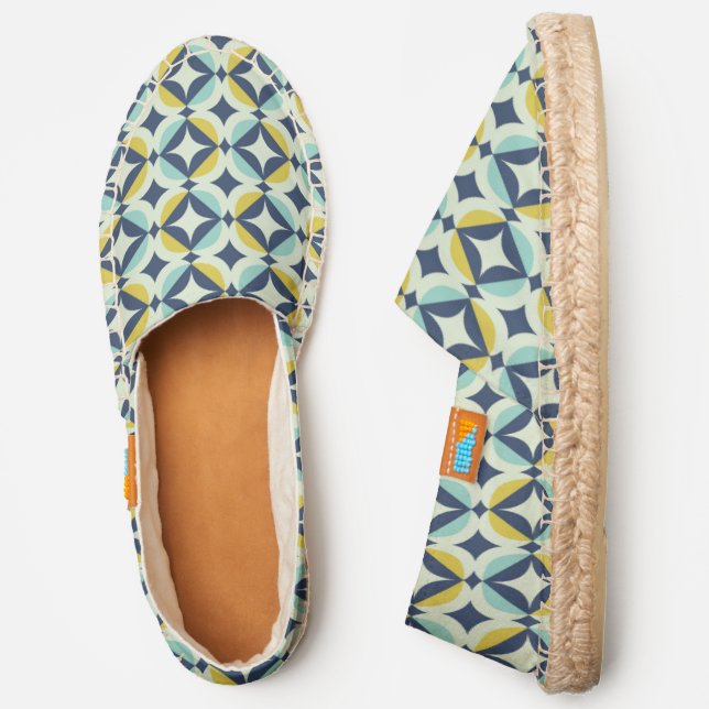 Geometric Gold & Blue Pattern Espadrilles (Side)