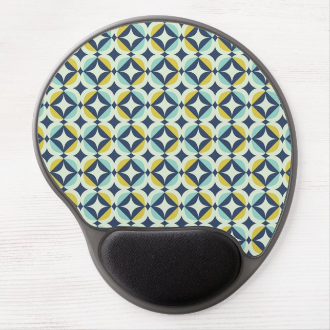 Geometric Gold & Blue Pattern Gel Mouse Pad (Front)