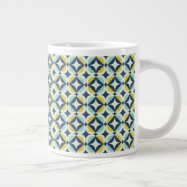 Geometric Gold & Blue Pattern Giant Coffee Mug (Right)