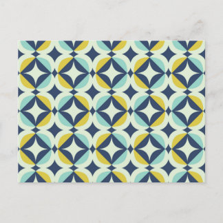 Geometric Gold & Blue Pattern Holiday Postcard