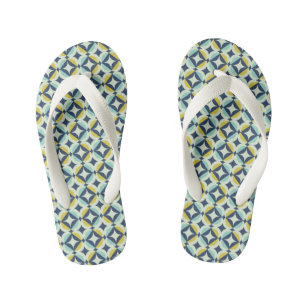 Geometric Gold & Blue Pattern Kid's Flip Flops
