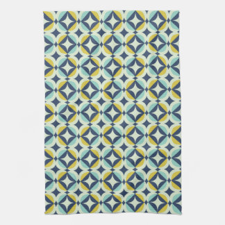 Geometric Gold & Blue Pattern Kitchen Towel