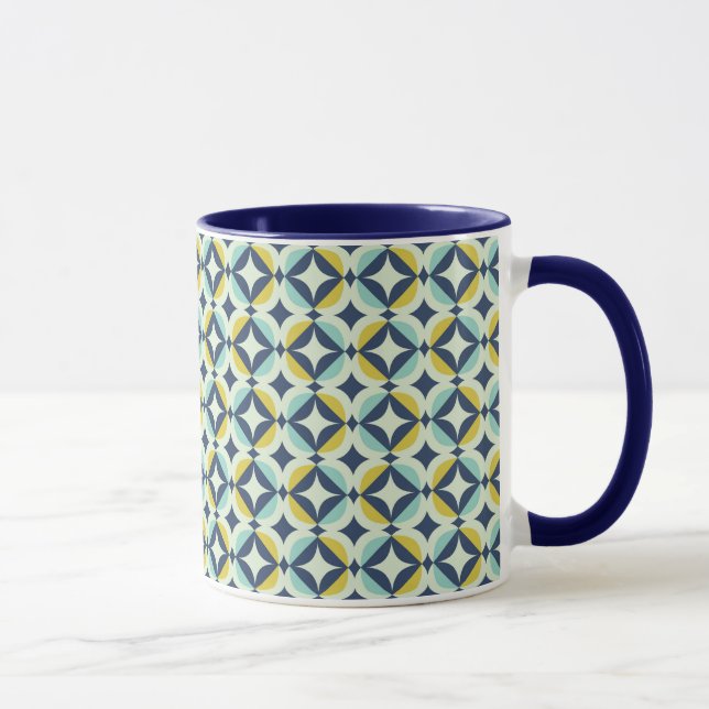Geometric Gold & Blue Pattern Mug (Right)