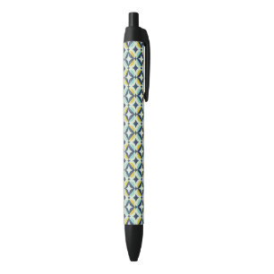 Geometric Gold & Blue Pattern Pen