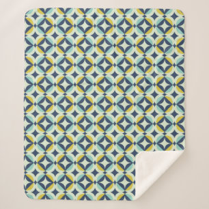 Geometric Gold & Blue Pattern Sherpa Blanket