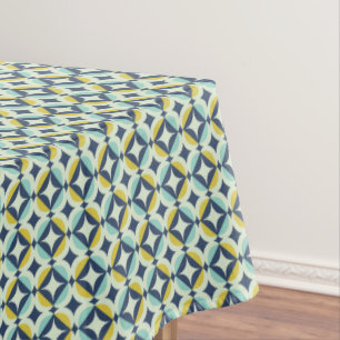 Geometric Gold & Blue Pattern Tablecloth
