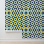 Geometric Gold &amp; Blue Pattern Wallpaper