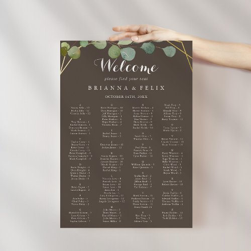 Geometric Gold Brown Alphabetical Seating Chart