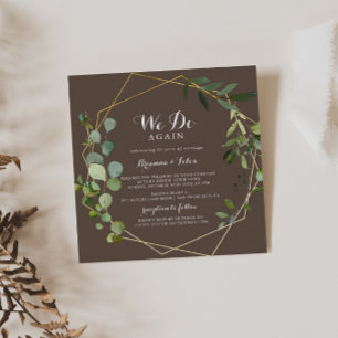 Geometric Gold Brown We Do Again Vow Renewal  Invitation