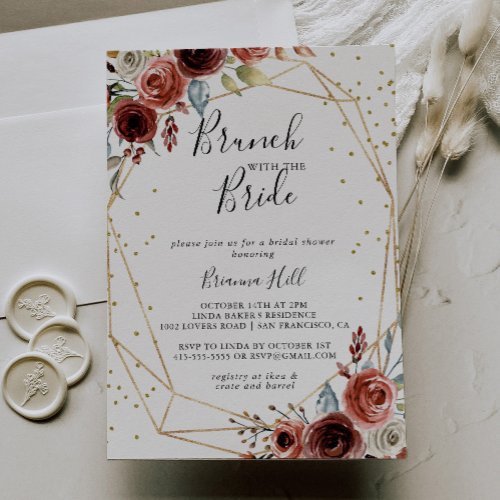 Geometric Gold Brunch with the Bride Shower Invitation