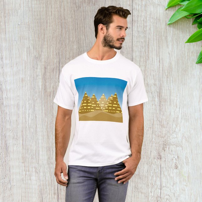 Geometric Gold Egyptian Pyramids Desert Landscape T-Shirt (Creator Uploaded)