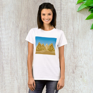 Geometric Gold Egyptian Pyramids Desert Landscape T-Shirt
