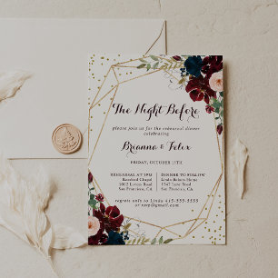 Geometric Gold Fall Night Before Rehearsal Dinner Invitation
