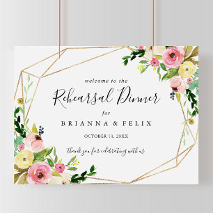 Geometric Gold Fall Rehearsal Dinner Welcome Sign