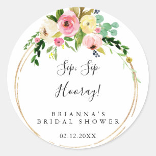 Geometric Gold Fall Sip Sip Hooray Bridal Shower Classic Round Sticker