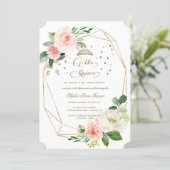 Geometric Gold Floral Mis Quince Quinceañera Invitation (Standing Front)
