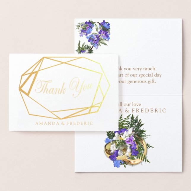 Geometric Gold Foil Jacaranda THANK YOU Card (Display)