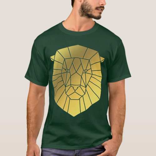Geometric Gold Foil Lion Head T_Shirt