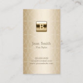 Geometric Gold Foil Monogram Hair Stylist Business Card (Front)