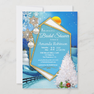 Geometric Gold Frame Bridal Shower Invitation