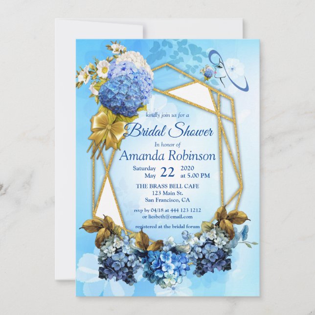 Geometric Gold Frame Bridal Shower Invitation (Front)