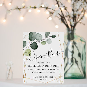 Geometric Gold Frame Eucalyptus Open Bar Foam Board