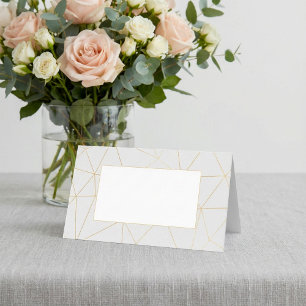 Geometric gold frame guest wedding name place card