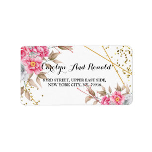 Geometric Gold Frame Pink Floral Label