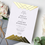 Geometric Gold Gatsby Wedding Pressed Foil Invitation<br><div class="desc">***Real Pressed FOIL*** Geometric Deco Great Gatsby Wedding Invitation. Amazing design with art deco lines in the Great Gatsby style. Very trendy,  modern and edgy.</div>