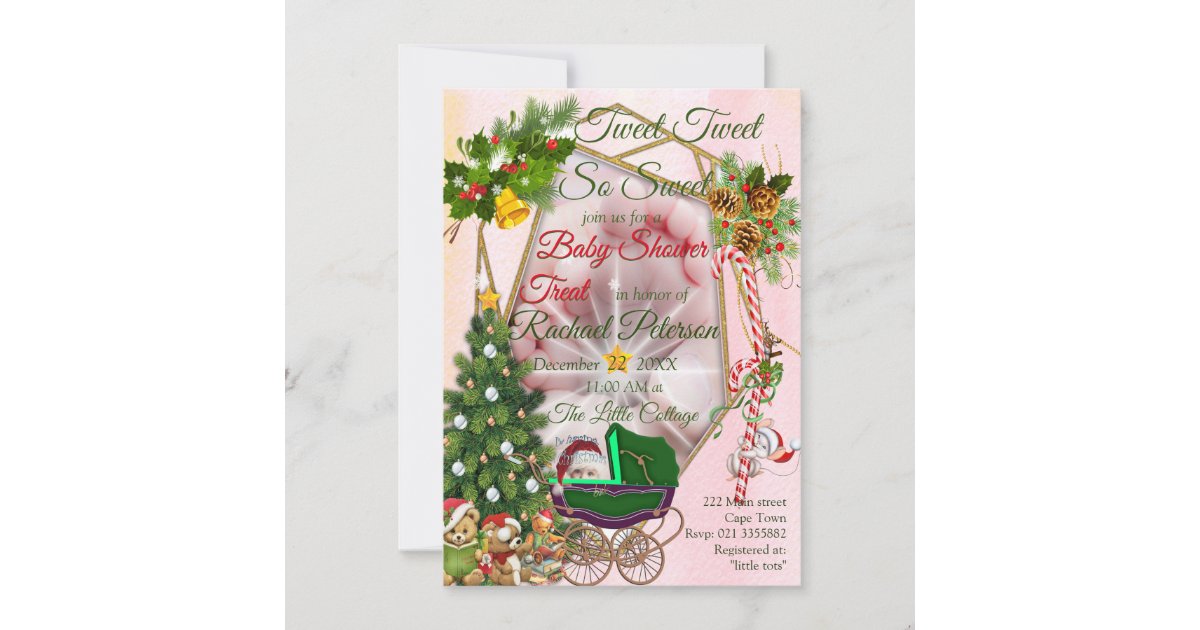 Geometric Gold Glitter Christmas Baby Shower Note Card Zazzle Com
