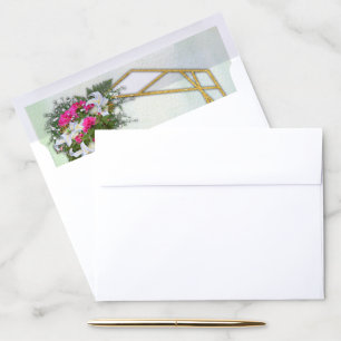 Geometric - Gold Glitter Flower Bouquet Envelope Liner