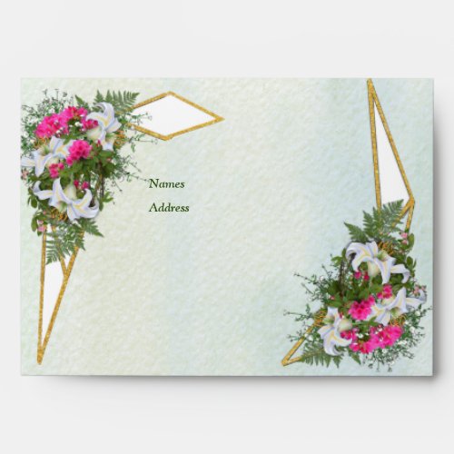 Geometric _ Gold Glitter Flower Bouquet  Envelopes
