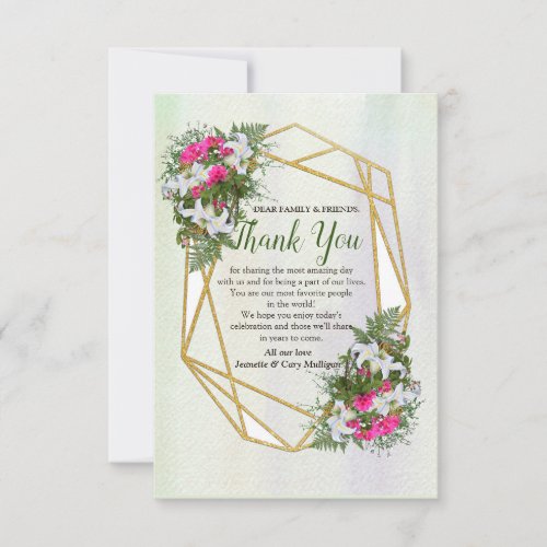 Geometric Gold Glitter Flower Bouquet RSVP Card